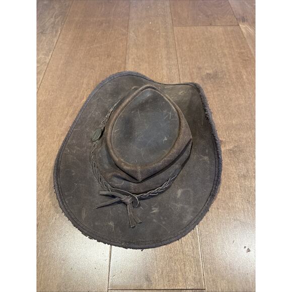 Barmah Kangaroo Leather Hat Brown Medium Made in Australia 1024 - Picture 1 of 6